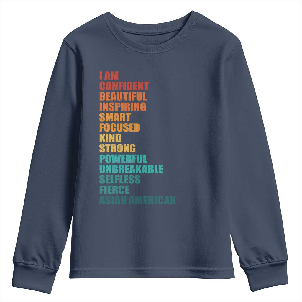 I Am Confident Beautiful Inspiring Asian American Youth Sweatshirt AAPI Heritage Month TS11 Navy Print Your Wear