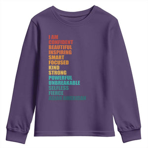 I Am Confident Beautiful Inspiring Asian American Youth Sweatshirt AAPI Heritage Month TS11 Purple Print Your Wear