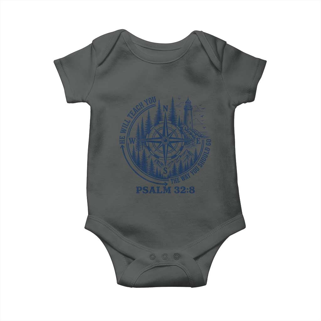 Christian Camping Baby Onesie He Will Teach You The Way You Should Go TS11 Dark Heather Print Your Wear