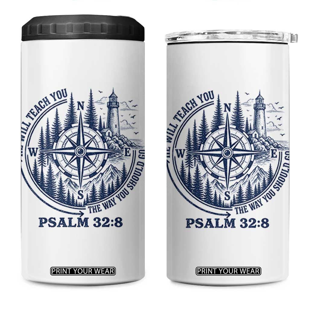 Christian Camping 4 in 1 Can Cooler Tumbler He Will Teach You The Way You Should Go TS11 One Size: 16 oz White Print Your Wear