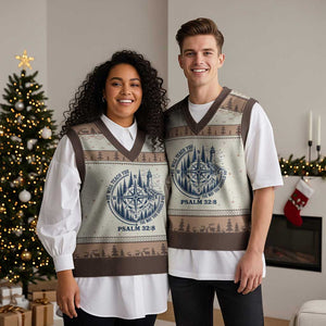 Christian Camping V-Neck Knit Sweater Vest He Will Teach You The Way You Should Go TS11 Mocha Mousse Print Your Wear
