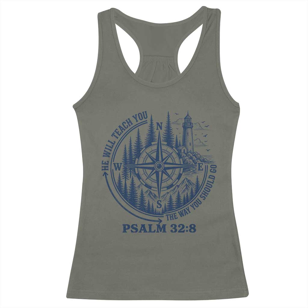 Christian Camping Racerback Tank Top He Will Teach You The Way You Should Go TS11 Military Green Print Your Wear