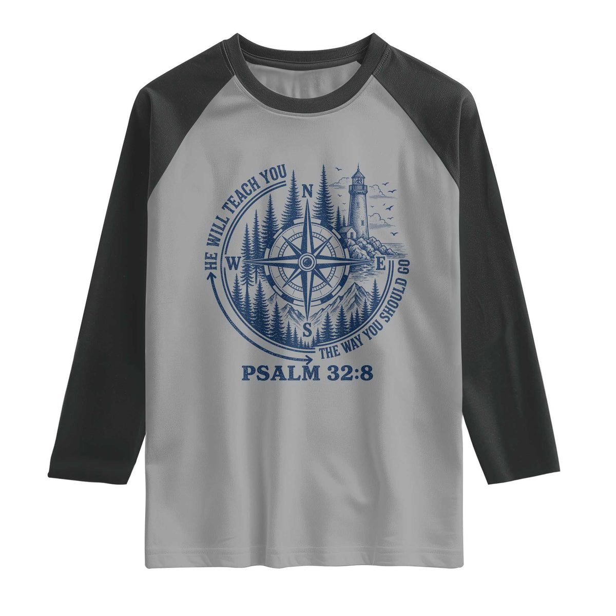 Christian Camping Raglan Shirt He Will Teach You The Way You Should Go TS11 Sport Gray Black Print Your Wear