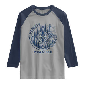 Christian Camping Raglan Shirt He Will Teach You The Way You Should Go TS11 Sport Gray Navy Print Your Wear