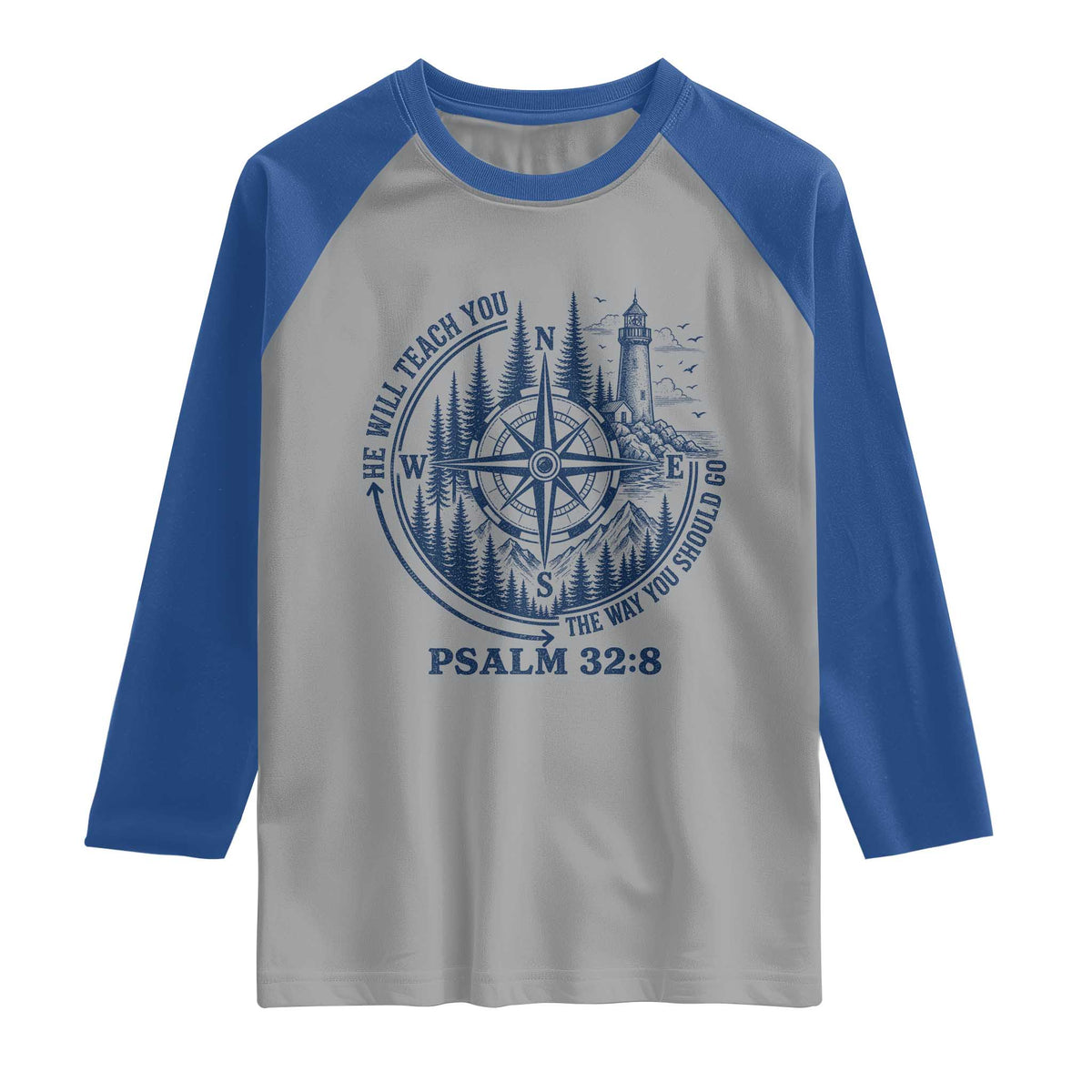 Christian Camping Raglan Shirt He Will Teach You The Way You Should Go TS11 Sport Gray Royal Print Your Wear