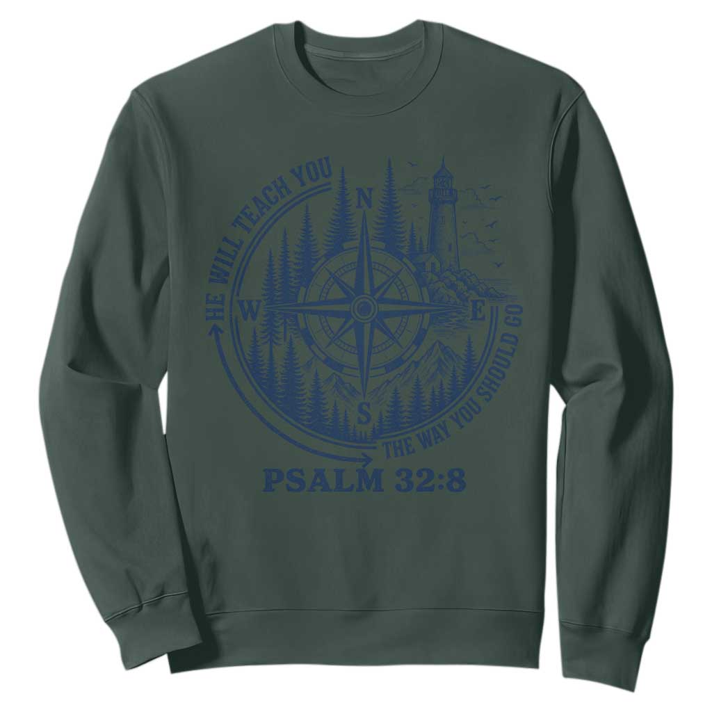 Christian Camping Sweatshirt He Will Teach You The Way You Should Go TS11 Dark Forest Green Print Your Wear