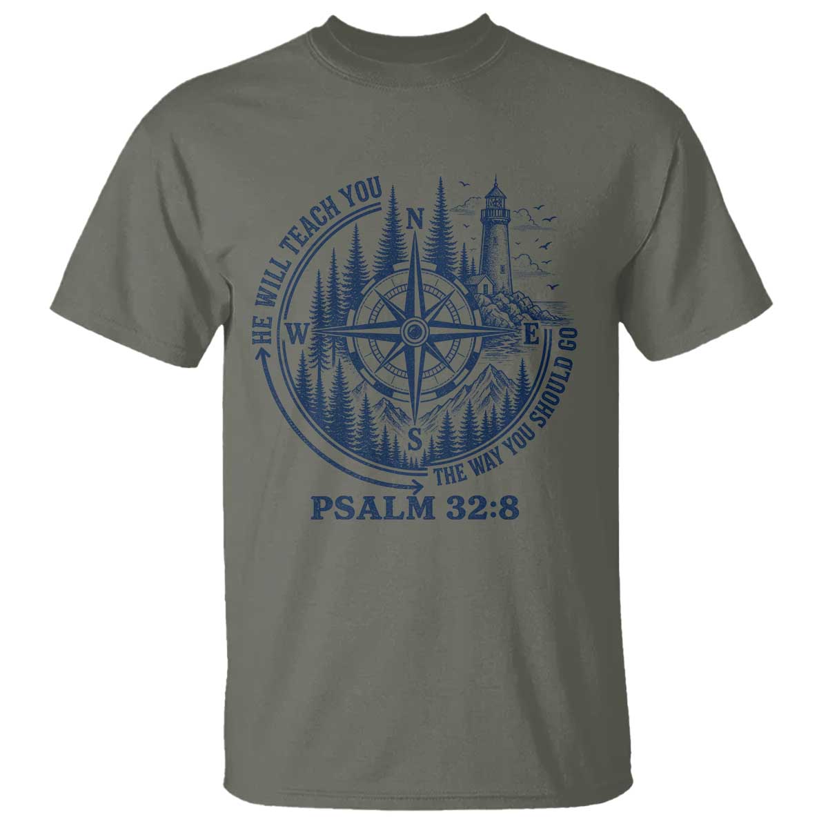 Christian Camping T Shirt He Will Teach You The Way You Should Go TS11 Military Green Print Your Wear