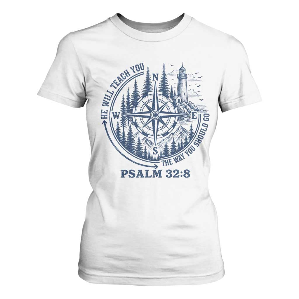 Christian Camping T Shirt For Women He Will Teach You The Way You Should Go TS11 White Print Your Wear