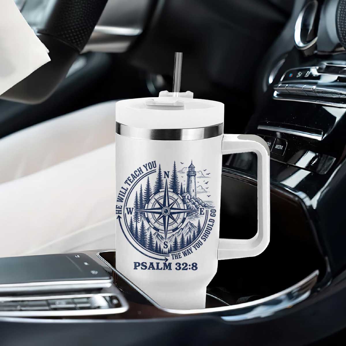 Christian Camping Tumbler With Handle He Will Teach You The Way You Should Go TS11 Print Your Wear