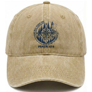 Christian Camping Washed Cotton Baseball Cap He Will Teach You The Way You Should Go TS11 Print Your Wear