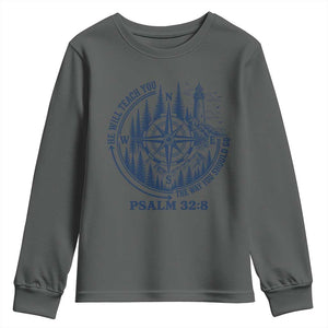 Christian Camping Youth Sweatshirt He Will Teach You The Way You Should Go TS11 Dark Heather Print Your Wear