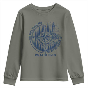 Christian Camping Youth Sweatshirt He Will Teach You The Way You Should Go TS11 Military Green Print Your Wear