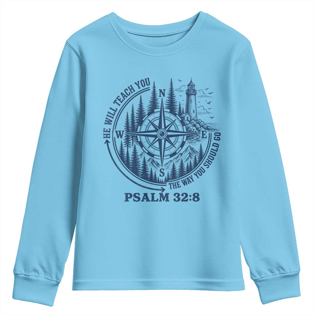 Christian Camping Youth Sweatshirt He Will Teach You The Way You Should Go TS11 Sky Print Your Wear