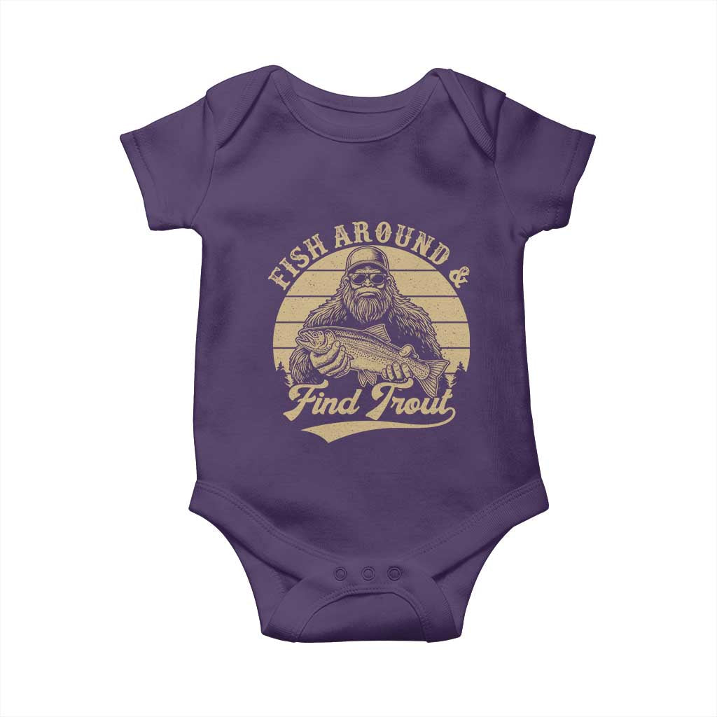 Fish Around And Find Trout Baby Onesie Bigfoot Fishing TS11 Purple Print Your Wear