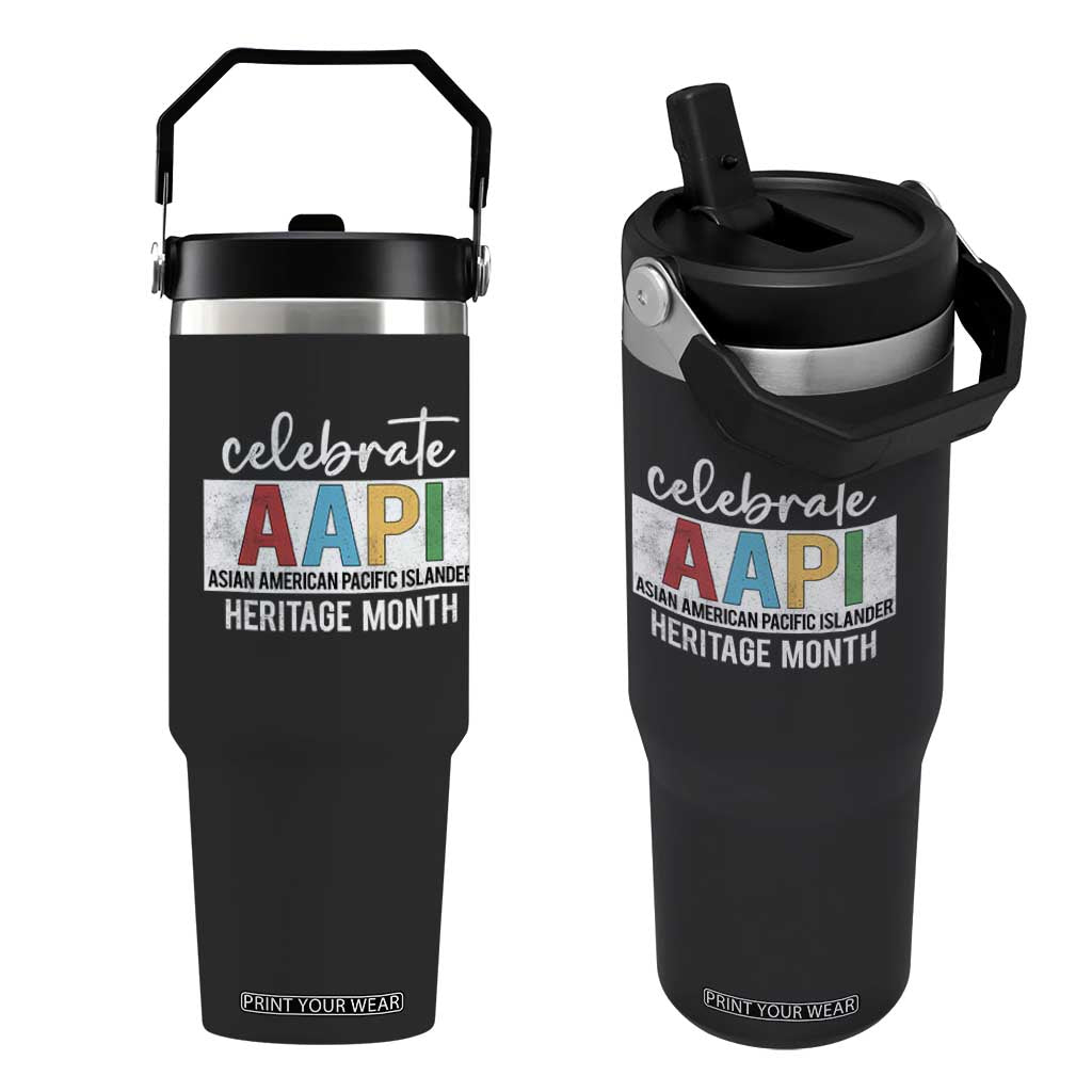 Celebrate AAPI Heritage Month Flip Straw Tumbler Asian American and Pacific Islander Countries TS11 One Size: 30 oz Black Print Your Wear