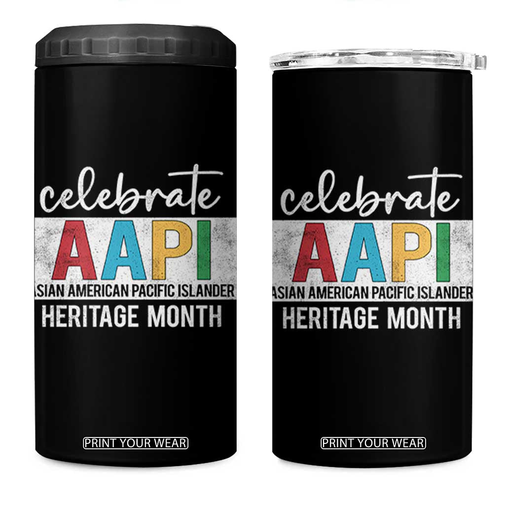 Celebrate AAPI Heritage Month 4 in 1 Can Cooler Tumbler Asian American and Pacific Islander Countries TS11 One Size: 16 oz Black Print Your Wear