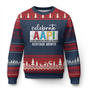 Celebrate AAPI Heritage Month Ugly Christmas Sweater Asian American and Pacific Islander Countries TS11 Navy Red Print Your Wear