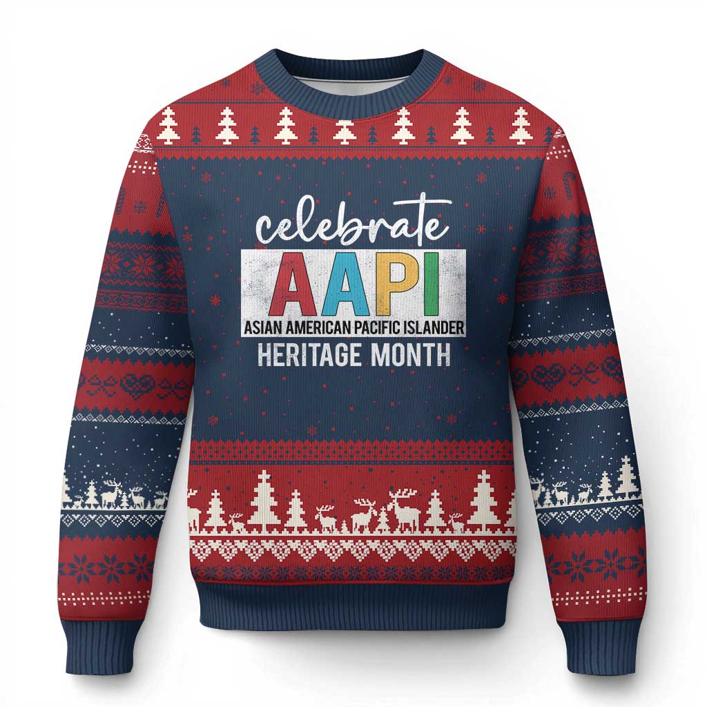 Celebrate AAPI Heritage Month Ugly Christmas Sweater Asian American and Pacific Islander Countries TS11 Navy Red Print Your Wear