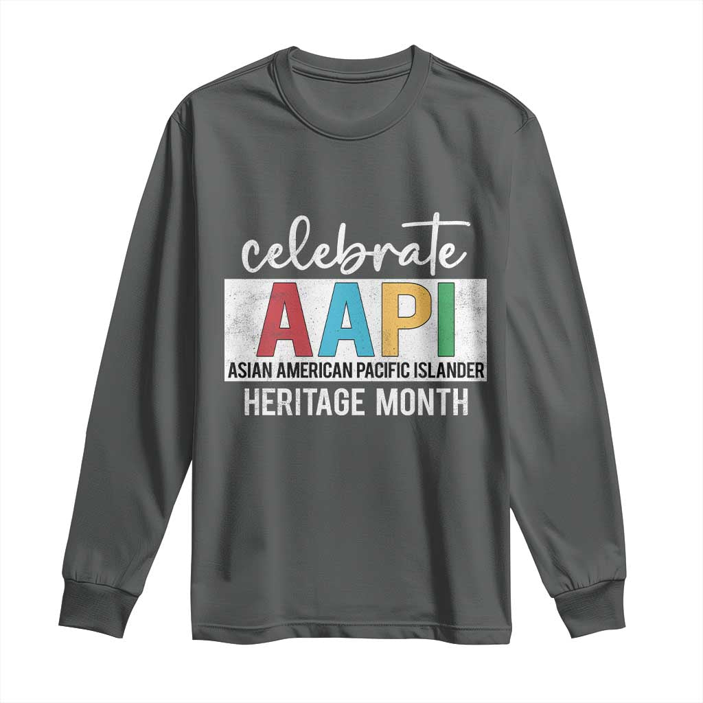 Celebrate AAPI Heritage Month Long Sleeve Shirt Asian American and Pacific Islander Countries TS11 Dark Heather Print Your Wear