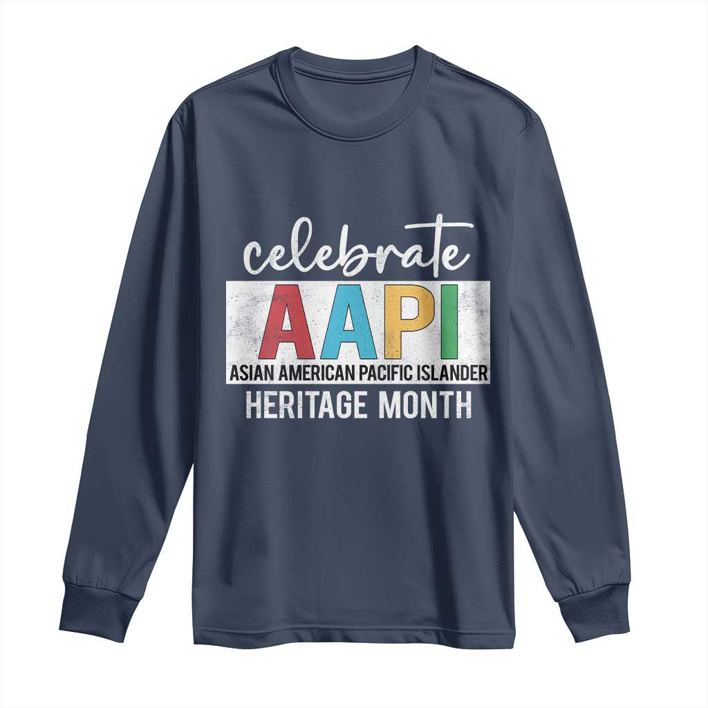 Celebrate AAPI Heritage Month Long Sleeve Shirt Asian American and Pacific Islander Countries TS11 Navy Print Your Wear