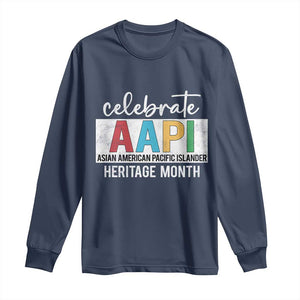 Celebrate AAPI Heritage Month Long Sleeve Shirt Asian American and Pacific Islander Countries TS11 Navy Print Your Wear