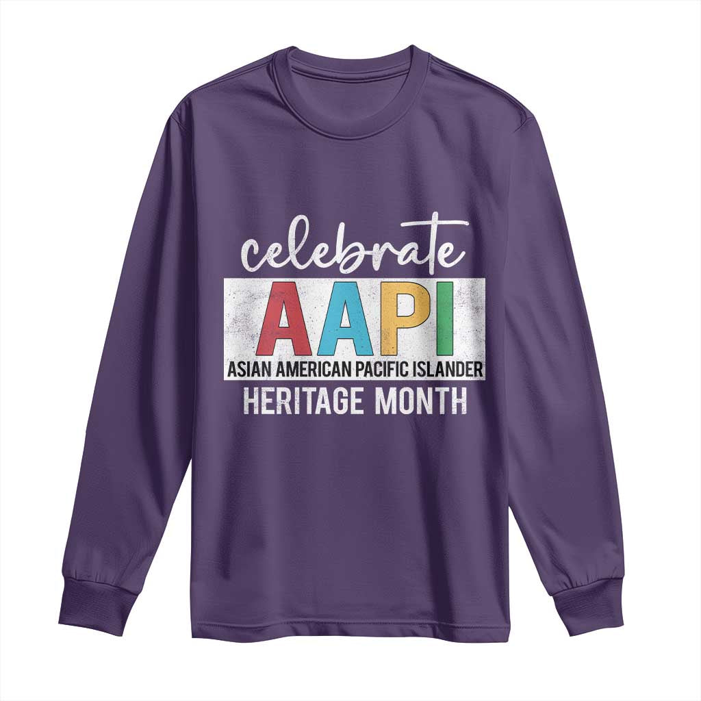 Celebrate AAPI Heritage Month Long Sleeve Shirt Asian American and Pacific Islander Countries TS11 Purple Print Your Wear