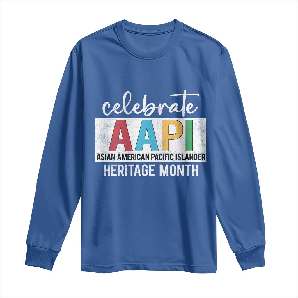 Celebrate AAPI Heritage Month Long Sleeve Shirt Asian American and Pacific Islander Countries TS11 Royal Blue Print Your Wear