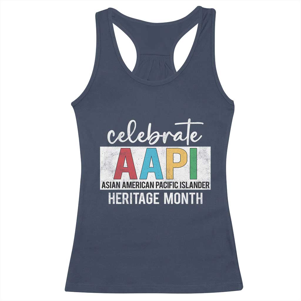 Celebrate AAPI Heritage Month Racerback Tank Top Asian American and Pacific Islander Countries TS11 Navy Print Your Wear