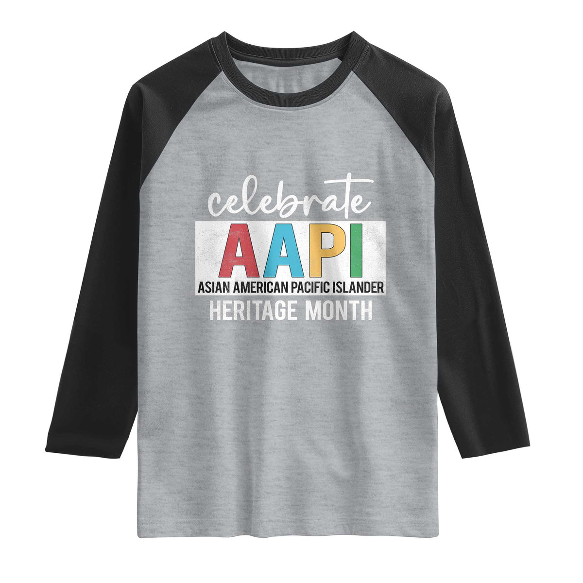 Celebrate AAPI Heritage Month Raglan Shirt Asian American and Pacific Islander Countries TS11 Heather Gray Black Print Your Wear