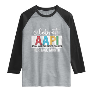 Celebrate AAPI Heritage Month Raglan Shirt Asian American and Pacific Islander Countries TS11 Heather Gray Black Print Your Wear