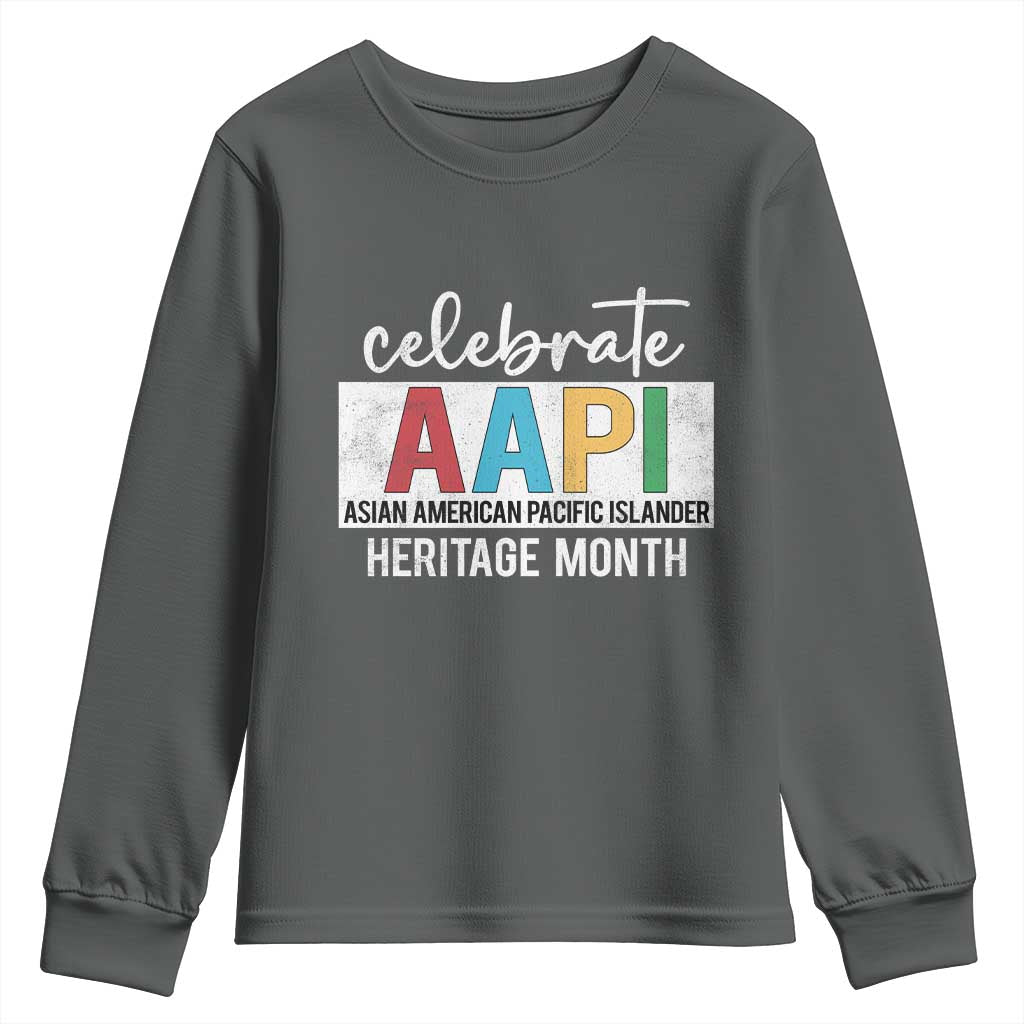 Celebrate AAPI Heritage Month Youth Sweatshirt Asian American and Pacific Islander Countries TS11 Dark Heather Print Your Wear