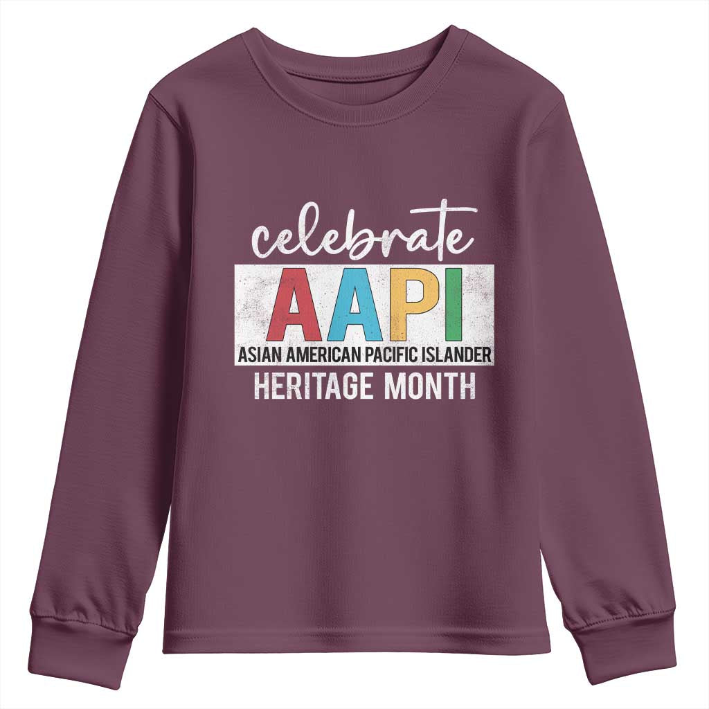 Celebrate AAPI Heritage Month Youth Sweatshirt Asian American and Pacific Islander Countries TS11 Maroon Print Your Wear