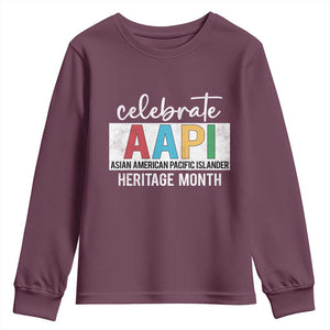Celebrate AAPI Heritage Month Youth Sweatshirt Asian American and Pacific Islander Countries TS11 Maroon Print Your Wear