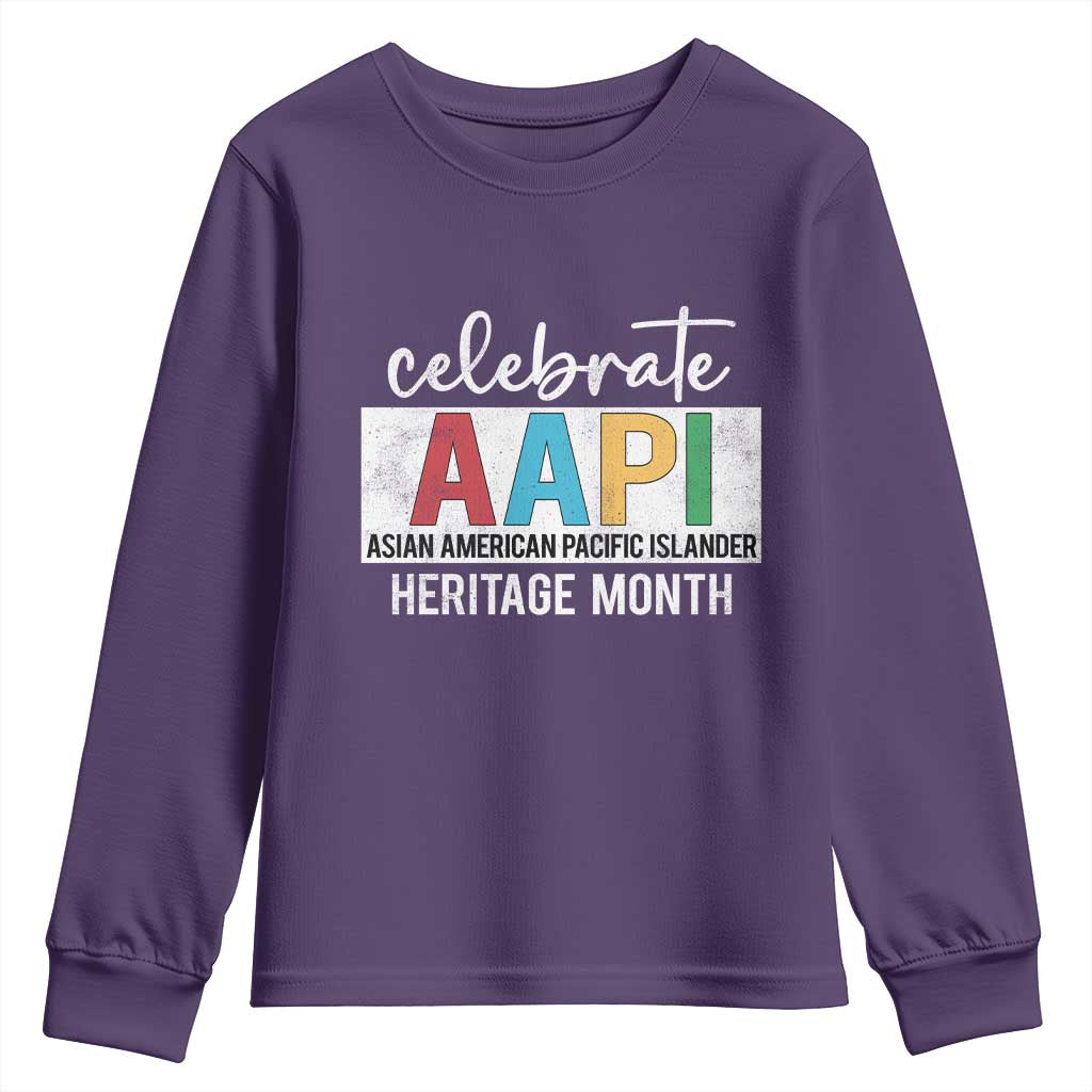 Celebrate AAPI Heritage Month Youth Sweatshirt Asian American and Pacific Islander Countries TS11 Purple Print Your Wear