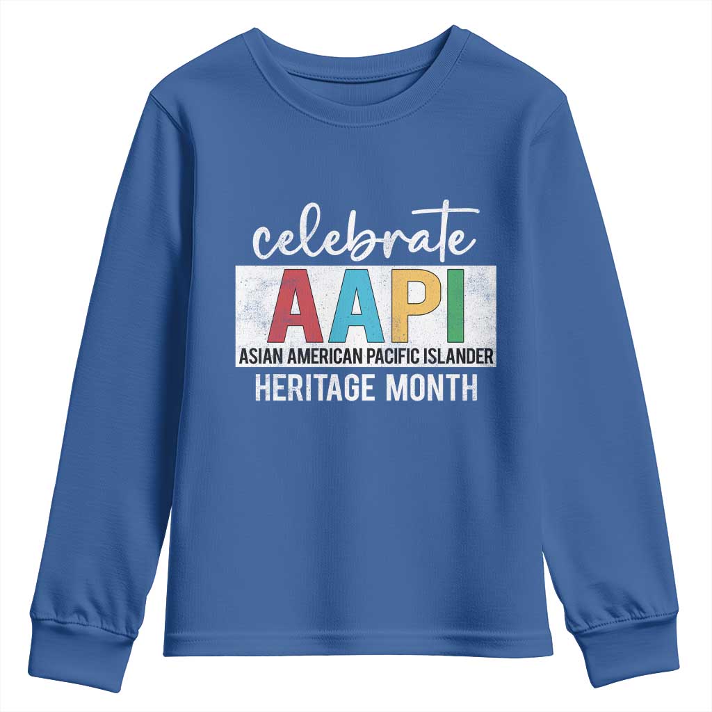 Celebrate AAPI Heritage Month Youth Sweatshirt Asian American and Pacific Islander Countries TS11 Royal Blue Print Your Wear