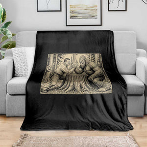Theodore Roosevelt and Bigfoot Arm Wrestling Retro Throw Blanket TS11 Print Your Wear