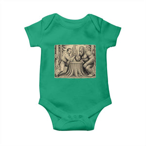 Theodore Roosevelt and Bigfoot Arm Wrestling Retro Baby Onesie TS11 Irish Green Print Your Wear