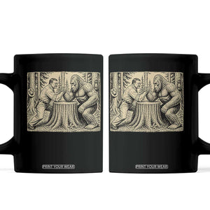 Theodore Roosevelt and Bigfoot Arm Wrestling Retro Coffee Mug TS11 Black Print Your Wear