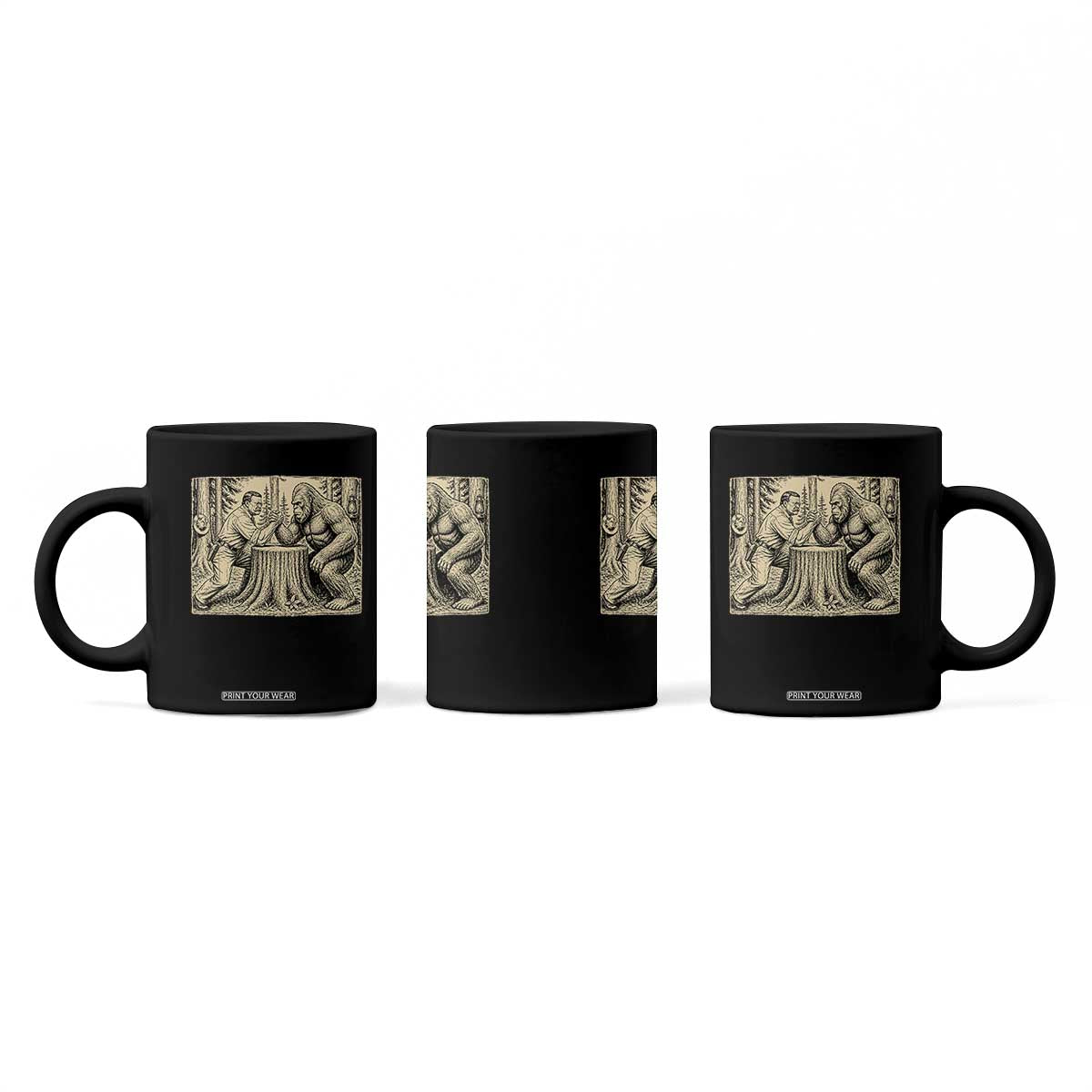 Theodore Roosevelt and Bigfoot Arm Wrestling Retro Coffee Mug TS11 Print Your Wear