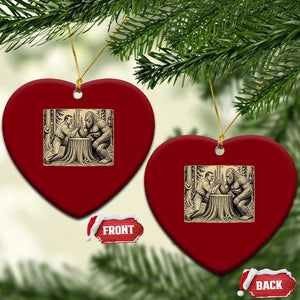 Theodore Roosevelt and Bigfoot Arm Wrestling Retro Ceramic Ornament TS11 Print Your Wear