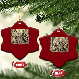 Theodore Roosevelt and Bigfoot Arm Wrestling Retro Ceramic Ornament TS11 Print Your Wear
