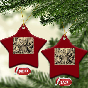 Theodore Roosevelt and Bigfoot Arm Wrestling Retro Ceramic Ornament TS11 Print Your Wear