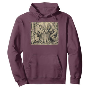 Theodore Roosevelt and Bigfoot Arm Wrestling Retro Hoodie TS11 Maroon Print Your Wear