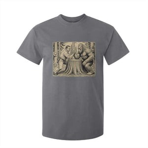 Theodore Roosevelt and Bigfoot Arm Wrestling Retro T Shirt For Kid TS11 Charcoal Print Your Wear