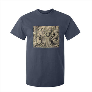 Theodore Roosevelt and Bigfoot Arm Wrestling Retro T Shirt For Kid TS11 Navy Print Your Wear