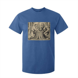 Theodore Roosevelt and Bigfoot Arm Wrestling Retro T Shirt For Kid TS11 Royal Blue Print Your Wear