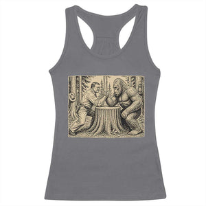 Theodore Roosevelt and Bigfoot Arm Wrestling Retro Racerback Tank Top TS11 Charcoal Print Your Wear