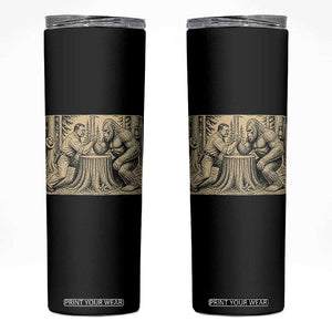 Theodore Roosevelt and Bigfoot Arm Wrestling Retro Skinny Tumbler TS11 Black Print Your Wear