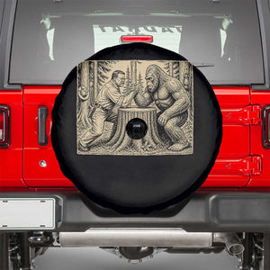 Theodore Roosevelt and Bigfoot Arm Wrestling Retro Spare Tire Cover TS11 Black Print Your Wear