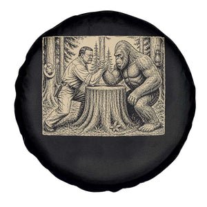 Theodore Roosevelt and Bigfoot Arm Wrestling Retro Spare Tire Cover TS11 Print Your Wear